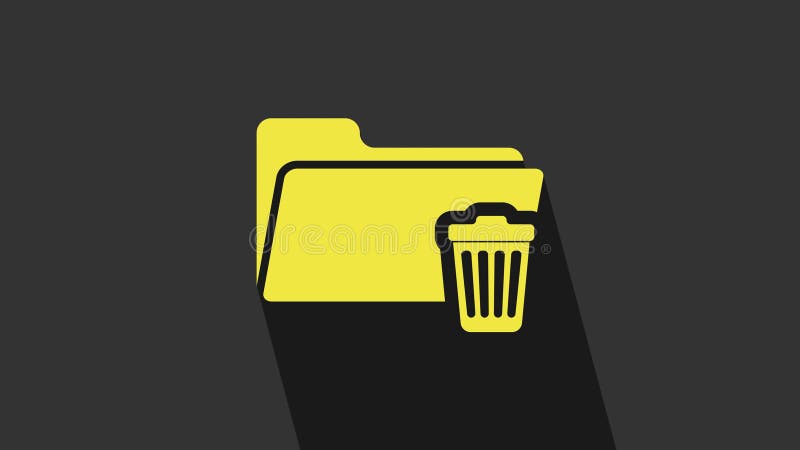 Gul borttagningsmappsikon isolerad på grå bakgrund. mapp med papperskorgen. ta bort eller felmapp. stänga dator vektor illustrationer