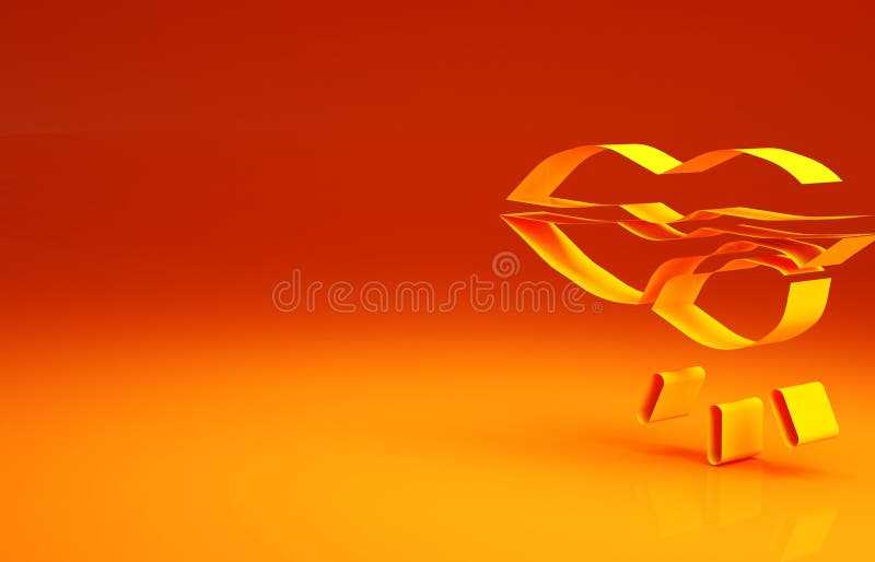 Gul herpes likon isolerad på orange bakgrund. herpes simplex-virus. Inflammationssymbol för labil. minimalisationskoncept 3d illustration 3d rendering.