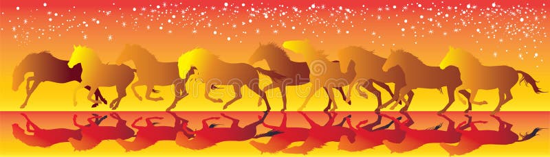 Gul och röd bakgrund för vektor med hästar som kör galopp royaltyfri illustrationer Gul och röd bakgrund för vektor med hästar som kör galopp royaltyfri illustrationer