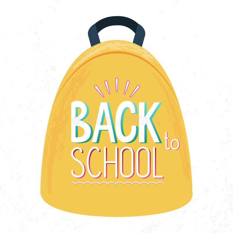 Gul ryggsäck med det färgrika välkomna texttecknet - baksida till skola 1 September försäljning stock illustrationer Gul ryggsäck med det färgrika välkomna texttecknet - baksida till skola 1 September försäljning stock illustrationer