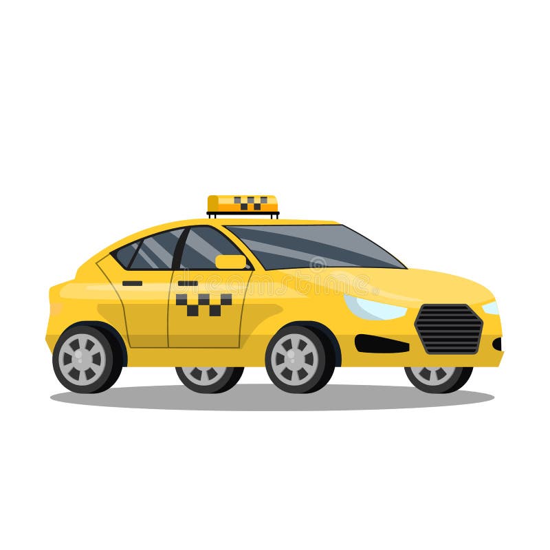 Gul taxibil Biltaxi med chauffören royaltyfri illustrationer Gul taxibil Biltaxi med chauffören royaltyfri illustrationer