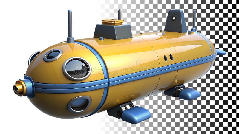 Gul ubåt under havssjöfart Havsprospektering Ocanografisk forskning under vatten under vatten under öppen bild Generativ AI stock illustrationer