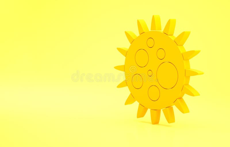 Gul virusikon isolerad på gul bakgrund. corona-virus 2019ncov. bakterier och bakteriecellscancer mikrobsvamp royaltyfri illustrationer