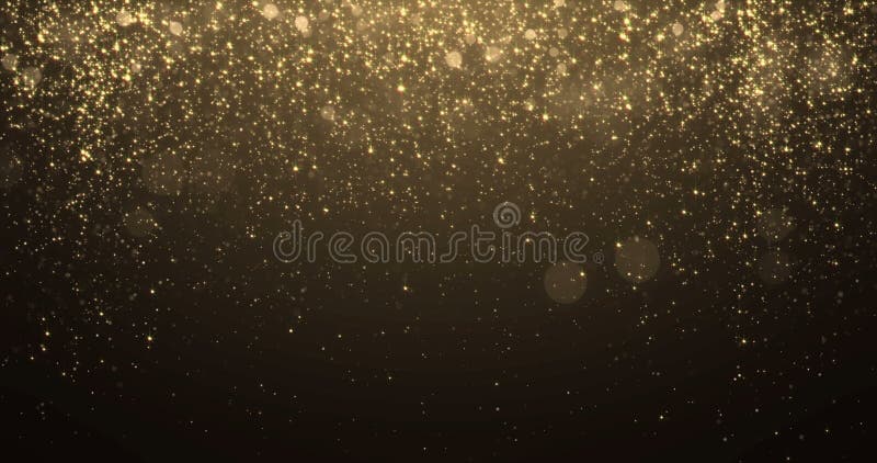 Guld blänker bakgrund med effekt för konfettier för gnistrandeskenljus kretsat