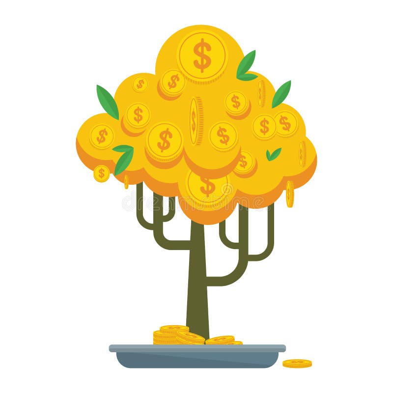 Guld- bonsay pengarträd stock illustrationer Guld- bonsay pengarträd stock illustrationer