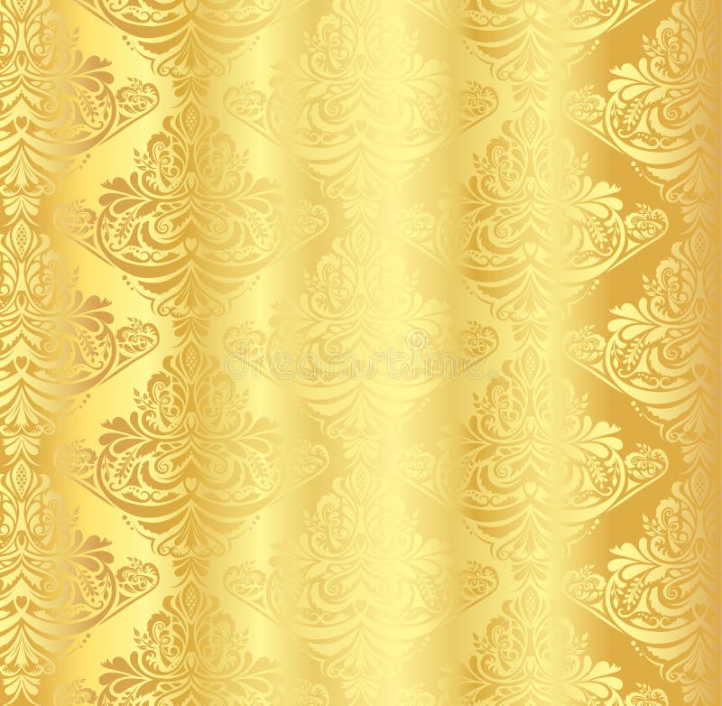 Guld- damast modell med den blom- prydnaden för tappning royaltyfri illustrationer Guld- damast modell med den blom- prydnaden för tappning royaltyfri illustrationer