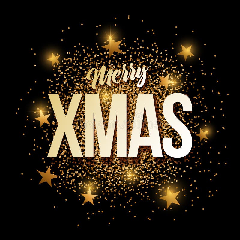 Guld- glad Xmas blänker bakgrundsbanret stock illustrationer