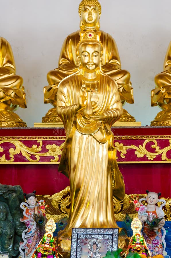 GULD GUDINNAN AV MEDKÄNSLA OCH FÖRSKONING arkivfoto GULD GUDINNAN AV MEDKÄNSLA OCH FÖRSKONING arkivfoto
