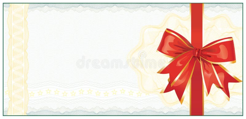 Golden Gift Certificate or Discount Coupon template / with red bow / vector. Golden Gift Certificate or Discount Coupon template / with red bow / vector