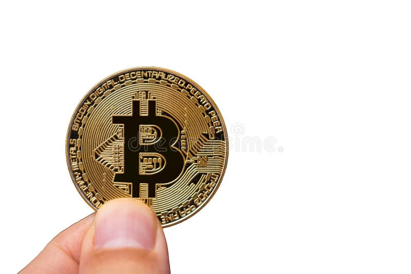 Guld- isolerad bitcoincryptocurrency för Closeup fotografering för bildbyråer Guld- isolerad bitcoincryptocurrency för Closeup fotografering för bildbyråer