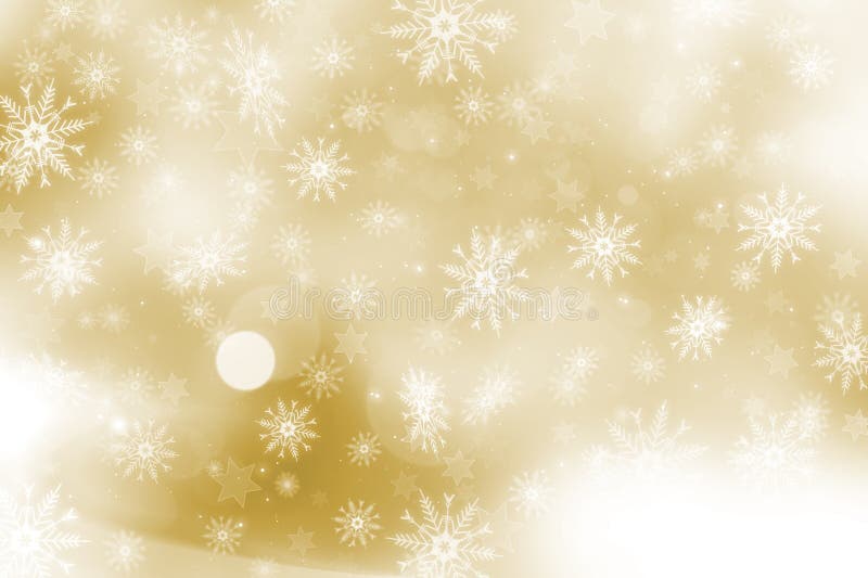 Guld- julbakgrund av snöflingor och stjärnor royaltyfri illustrationer