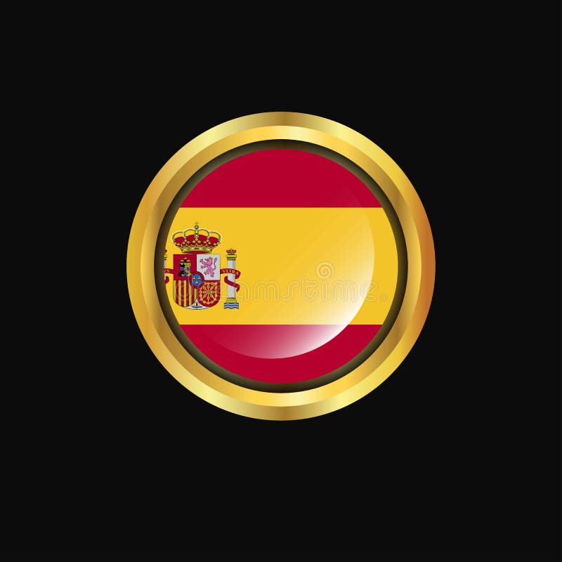 Guld- knapp för Spanien flagga stock illustrationer Guld- knapp för Spanien flagga stock illustrationer