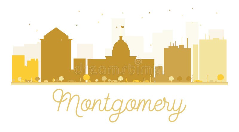 Guld- kontur för Montgomery City horisont vektor illustrationer Guld- kontur för Montgomery City horisont vektor illustrationer