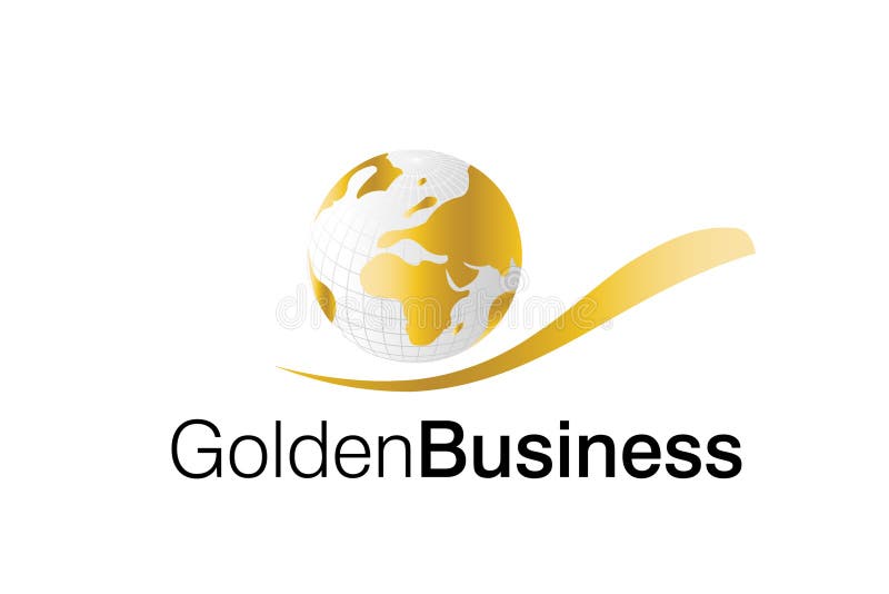 Guld- logo för affär stock illustrationer