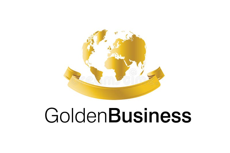 Guld- logo för affär stock illustrationer