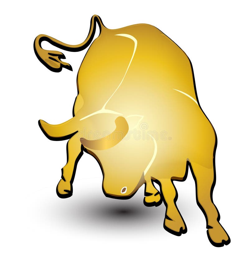 Guld- logo för tjursymbolsymbol stock illustrationer