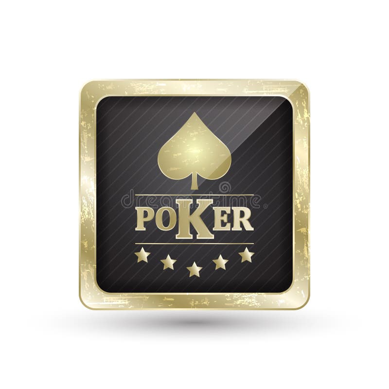 Guld- pokersymbol med kortsymbolet, illustration royaltyfri illustrationer