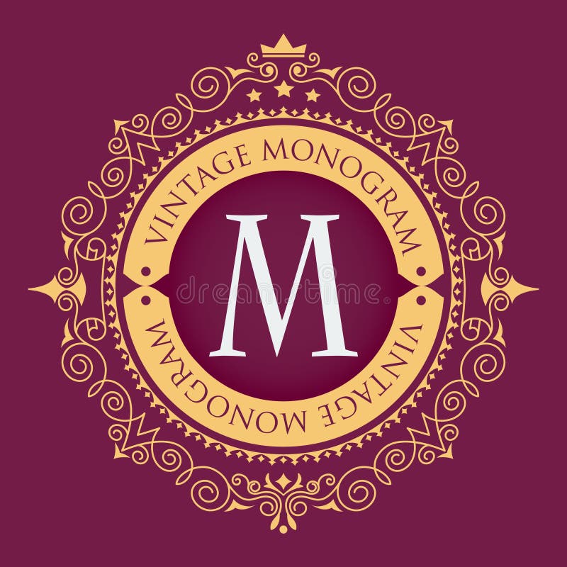 guld- ram Stilfull behagfull monogram Tappninglyxemblem Elegant Calligraphic modell på vektorlogo vektor illustrationer guld- ram Stilfull behagfull monogram Tappninglyxemblem Elegant Calligraphic modell på vektorlogo vektor illustrationer