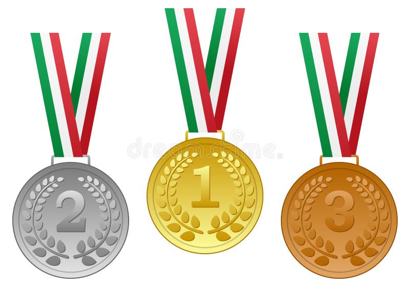 Guld- silverbronsmedaljuppsättning vektor illustrationer Guld- silverbronsmedaljuppsättning vektor illustrationer