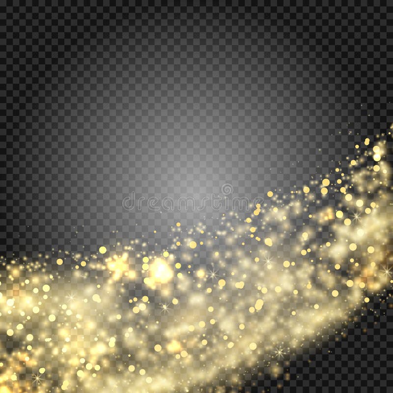 Guld som blänker partiklar för slinga för stjärnadamm mousserande på genomskinlig bakgrund Utrymmekometsvans Vektorglamourmode royaltyfri illustrationer Guld som blänker partiklar för slinga för stjärnadamm mousserande på genomskinlig bakgrund Utrymmekometsvans Vektorglamourmode royaltyfri illustrationer