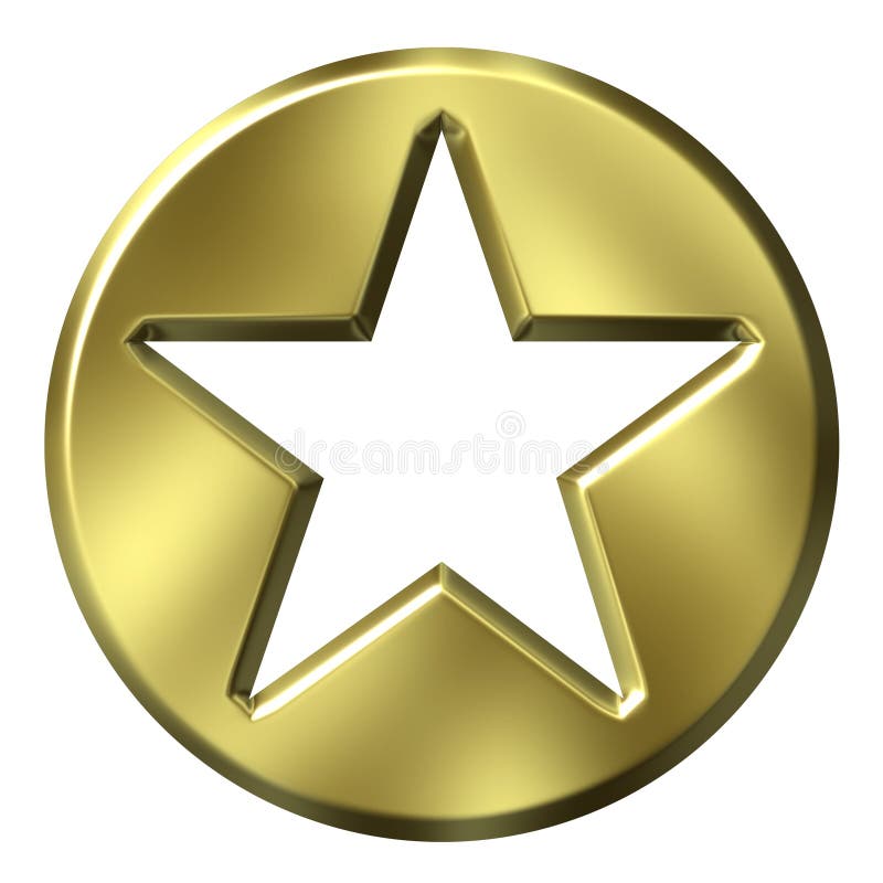 Guld- stjärna för emblem 3d royaltyfri illustrationer