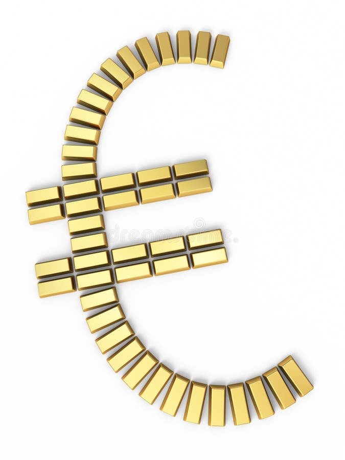 Guld- stänger för eurotecken stock illustrationer Guld- stänger för eurotecken stock illustrationer