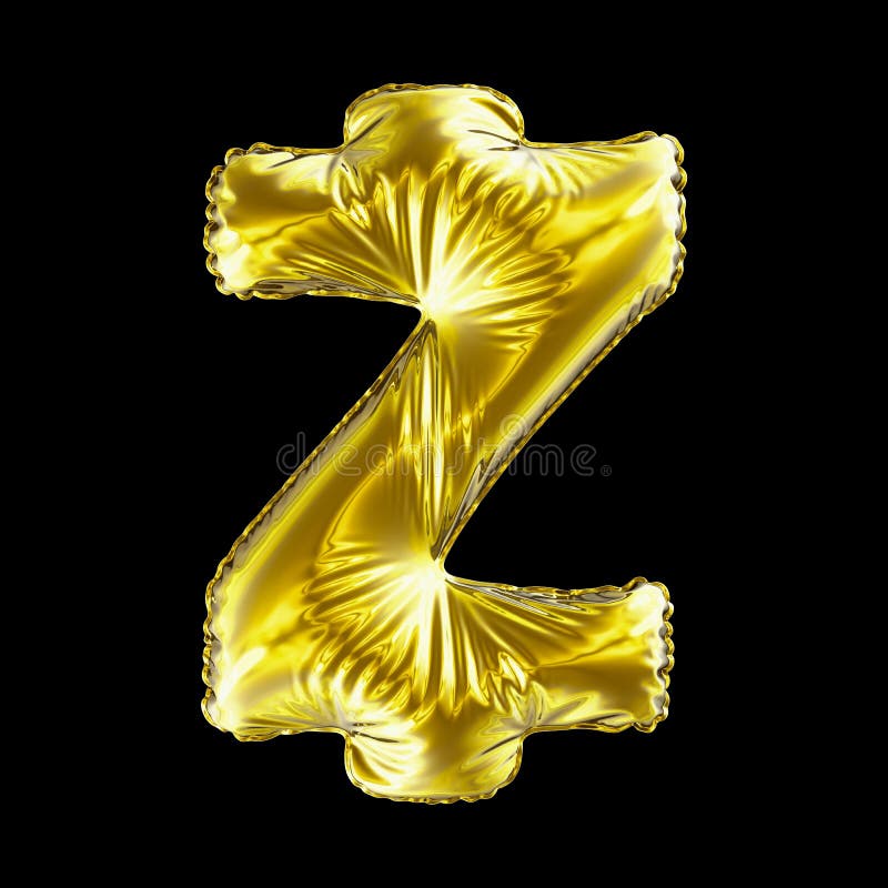 Guld- symbol Zcash ZEC som göras av den isolerade uppblåsbara ballongen på svart bakgrund stock illustrationer