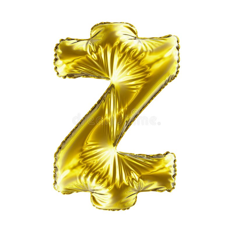Guld- symbol Zcash ZEC som göras av den isolerade uppblåsbara ballongen på vit bakgrund royaltyfri illustrationer