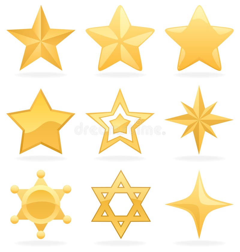 Guld- symbolsstjärna vektor illustrationer