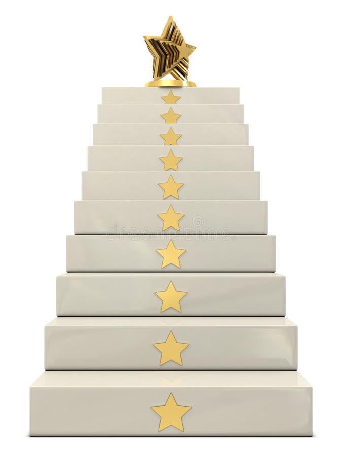 Guld- trofé för trappastjärnaöverkant stock illustrationer