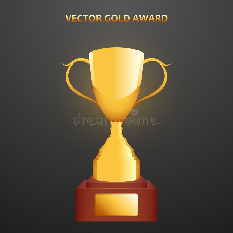 Guld- utmärkelsekopp på ställning vektor illustrationer Guld- utmärkelsekopp på ställning vektor illustrationer