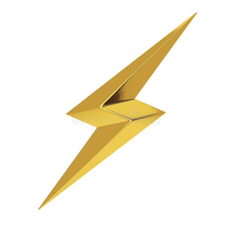 Golden Thunderbolt Lighting Icon on a white background. 3d Rendering. Golden Thunderbolt Lighting Icon on a white background. 3d Rendering