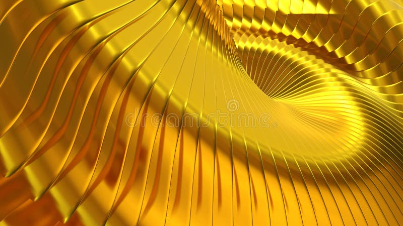 Guldbakgrundsremsor 3d Vågformat elegant, abstrakt, strimlat mönsterpapper stock illustrationer