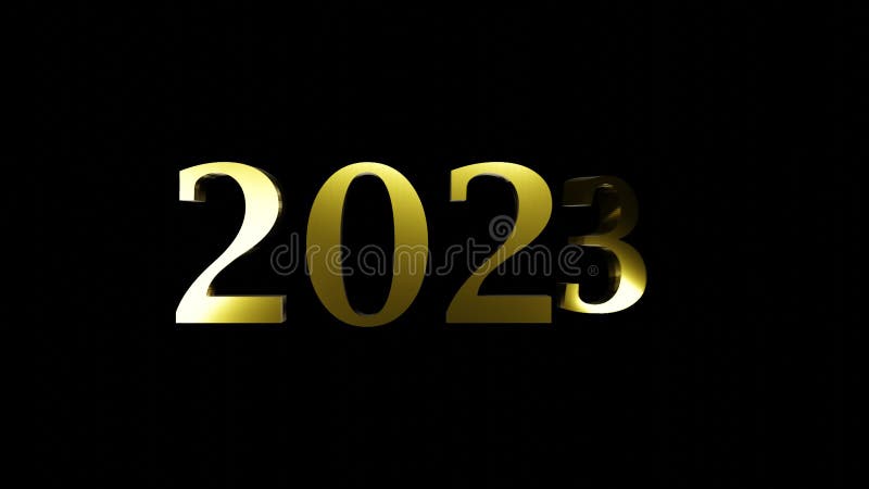 Guldfärgad abstrakt fallande typografi i nattskiktskoncept, merry christmas och glad nytt år 2023 stock illustrationer