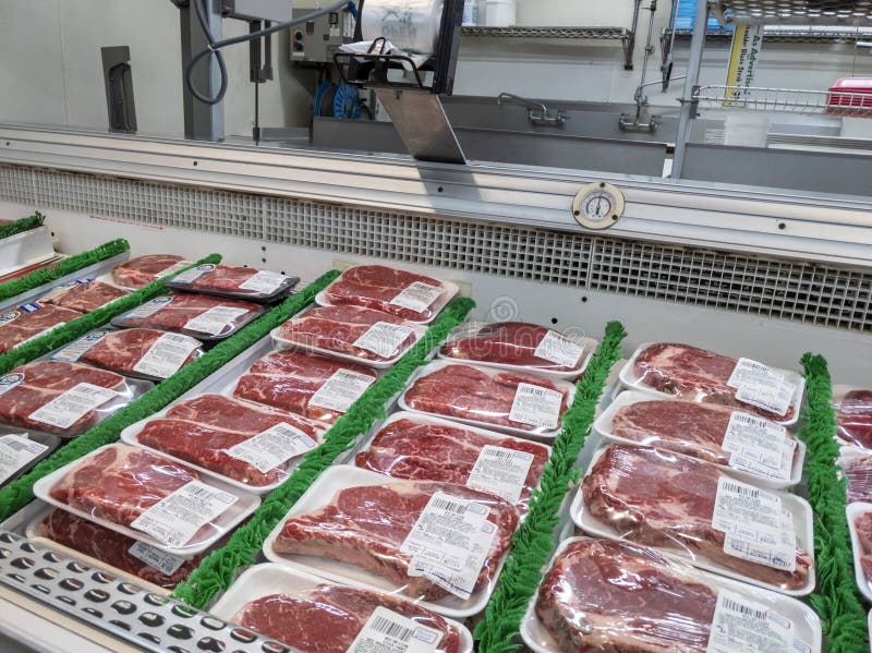 Angled view of the raw meat department inside Gold Bar Family Grocer. Angled view of the raw meat department inside Gold Bar Family Grocer