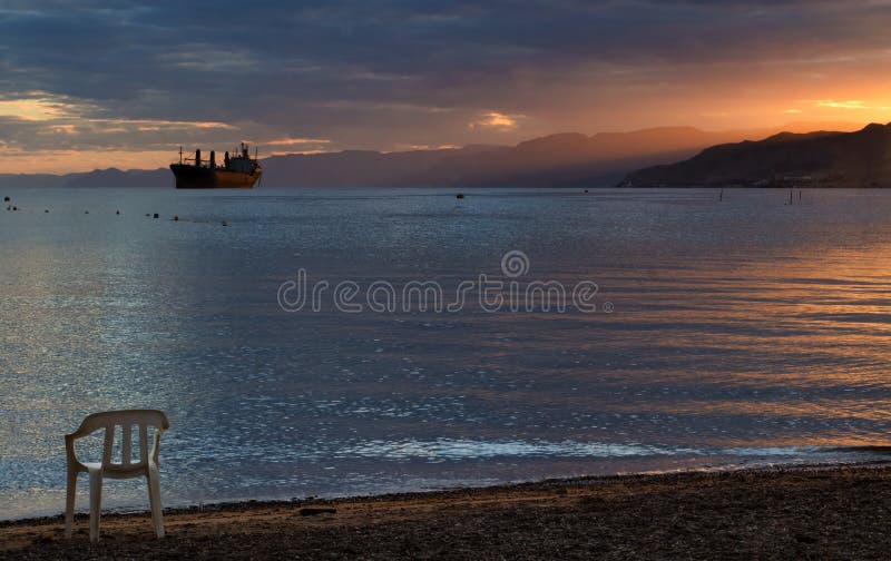 Gulf of Aqaba at sunset, Eilat, Israel