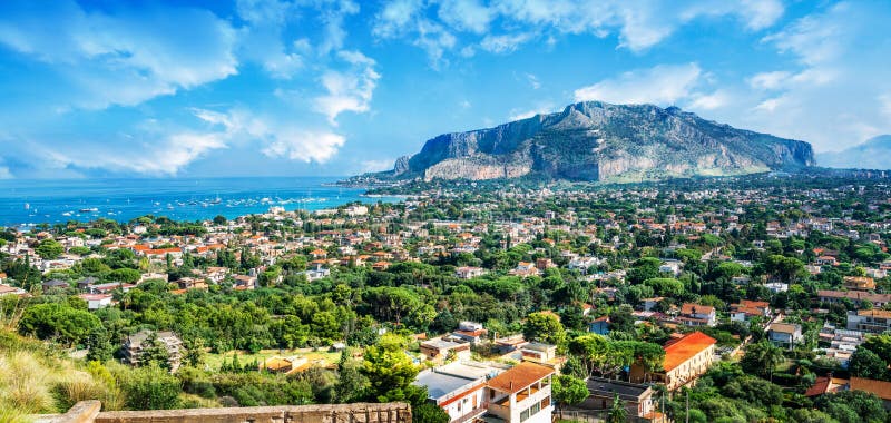 Gulf of Mondello and Monte Pellegrino, Palermo, Sicily island, Italy