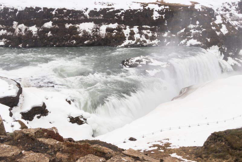 Canyon Of Hvita River Near Gullfoss Golden Falls Waterfall Stock Image