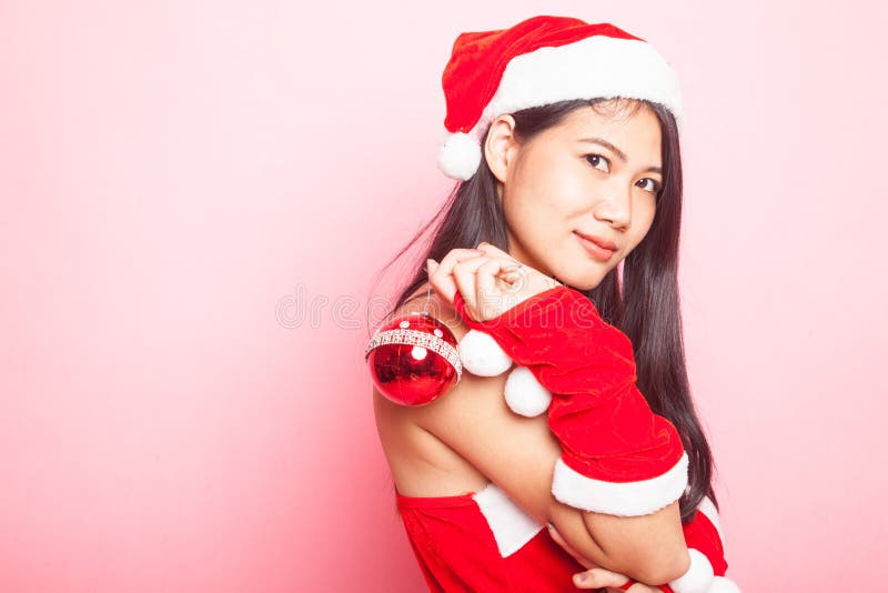 Gullig asiatisk julSanta Claus flicka royaltyfri fotografi Gullig asiatisk julSanta Claus flicka royaltyfri fotografi