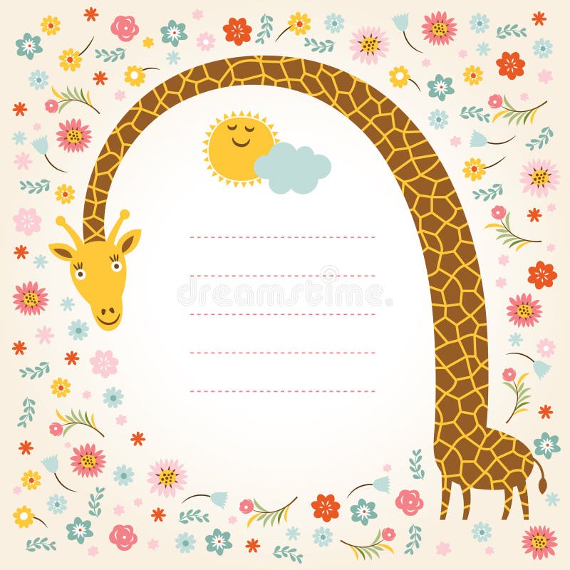 Gullig giraff royaltyfri illustrationer