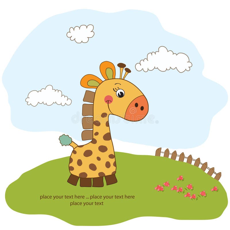 Gullig giraff little stock illustrationer