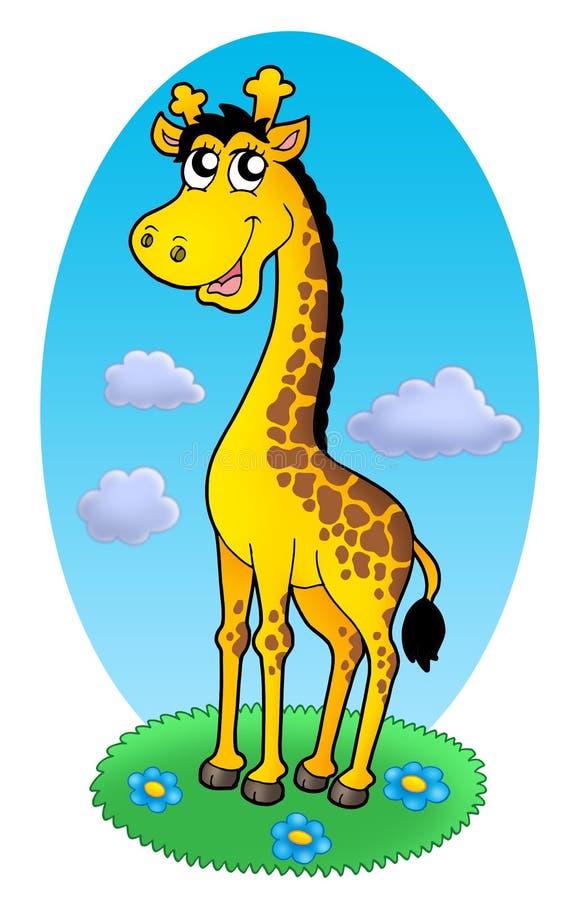 Gullig giraffgrässtanding vektor illustrationer