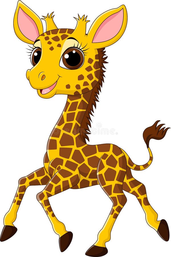 Gullig giraffspring på vit bakgrund stock illustrationer