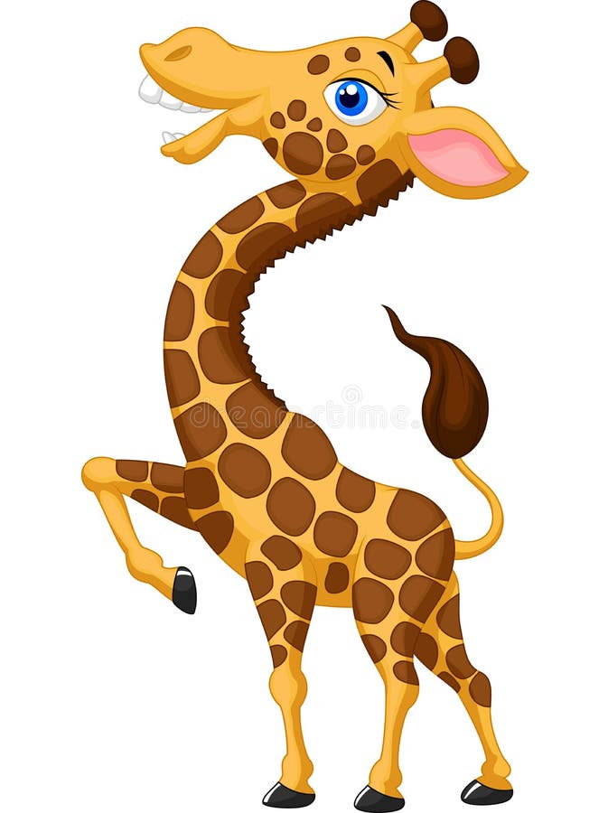 Gullig girafftecknad film royaltyfri illustrationer