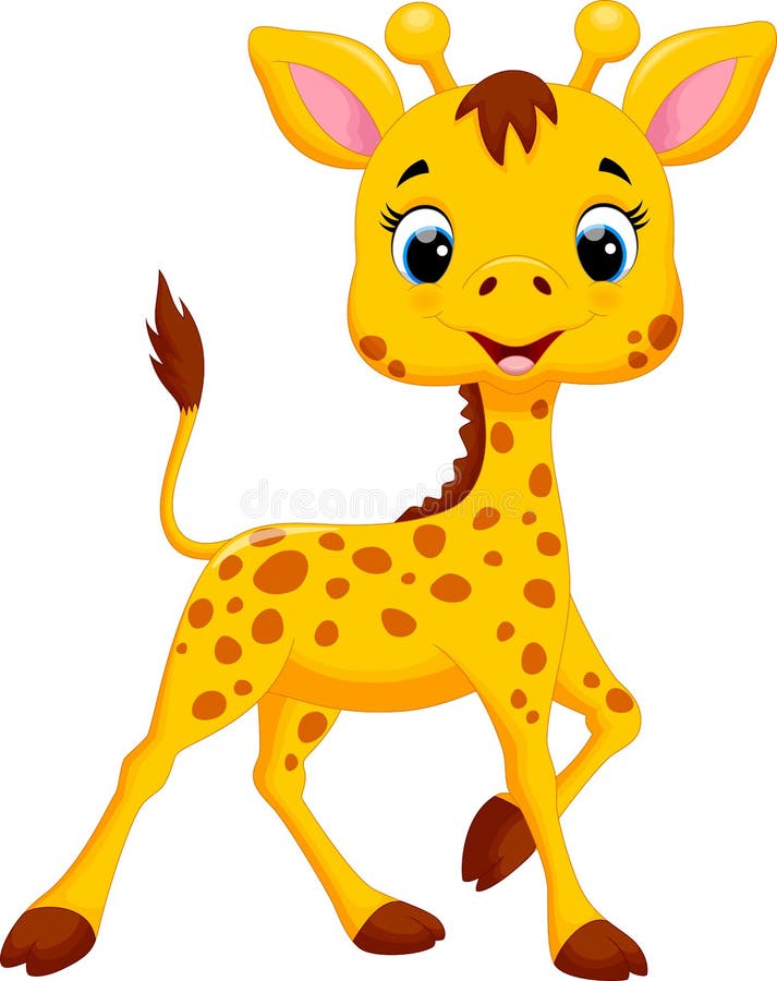 Gullig girafftecknad film royaltyfri illustrationer