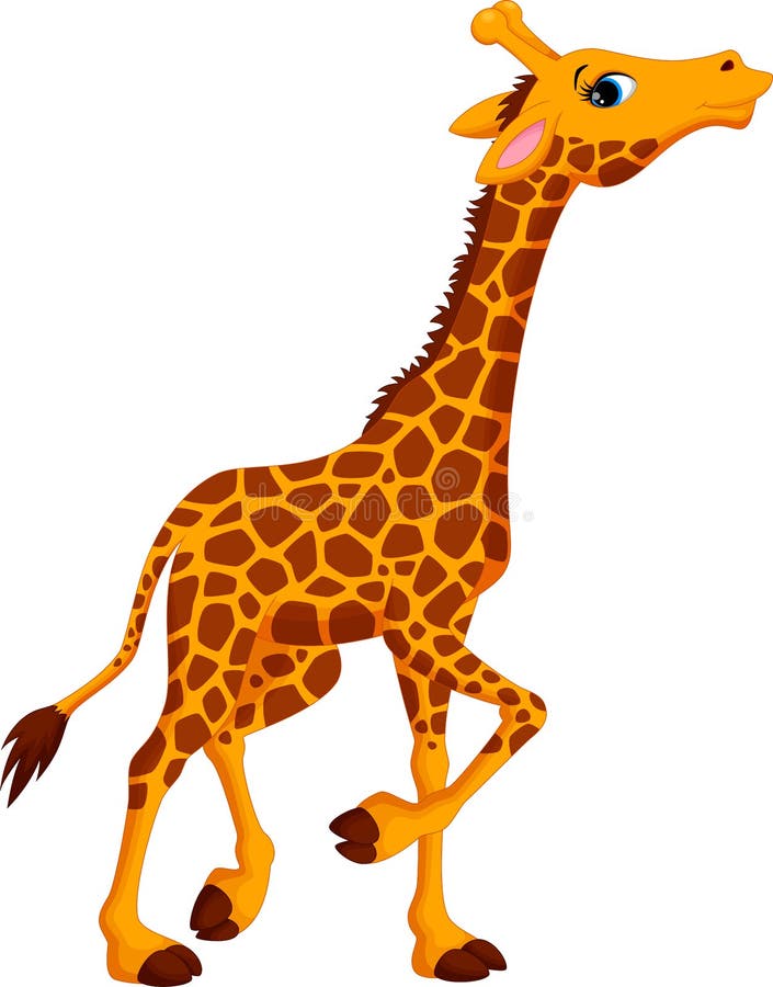 Gullig girafftecknad film royaltyfri illustrationer