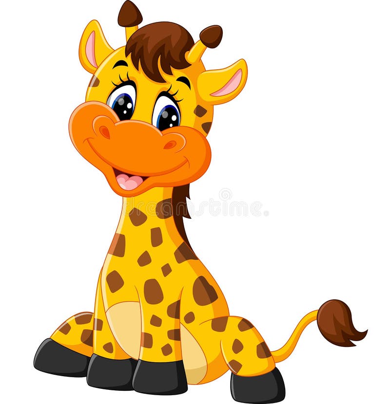 Gullig girafftecknad film royaltyfri illustrationer