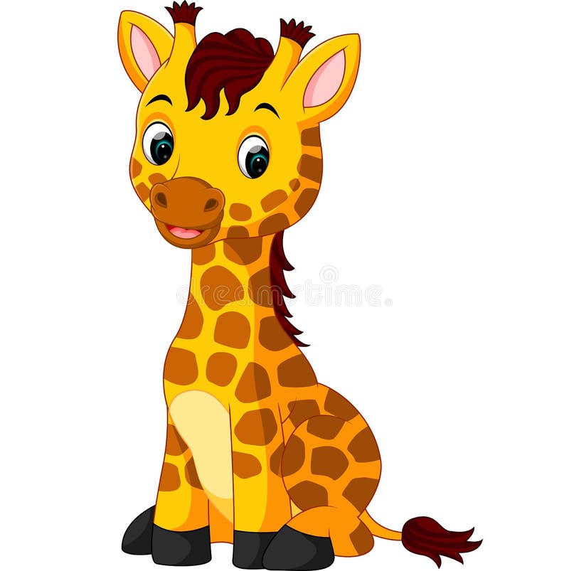 Gullig girafftecknad film stock illustrationer