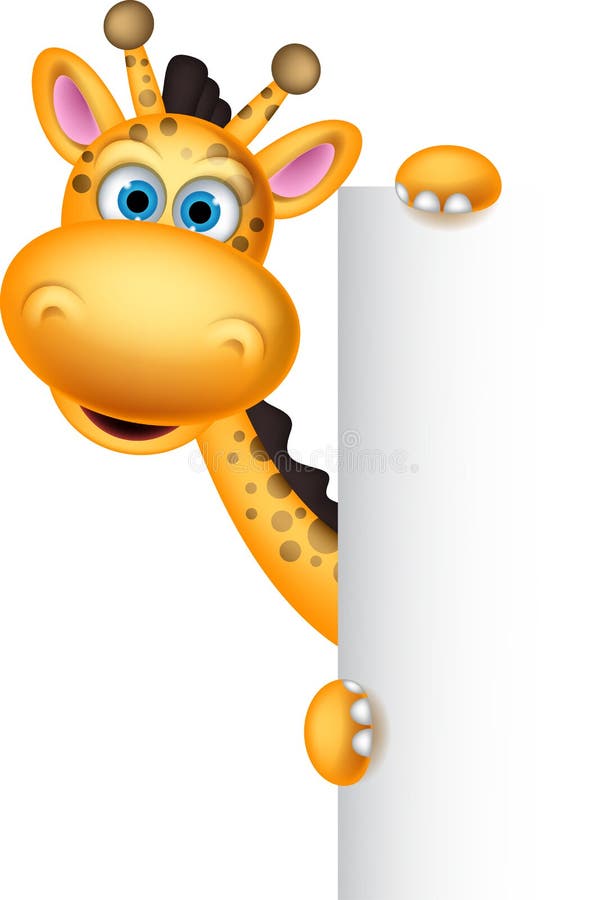 Gullig girafftecknad film med banret vektor illustrationer