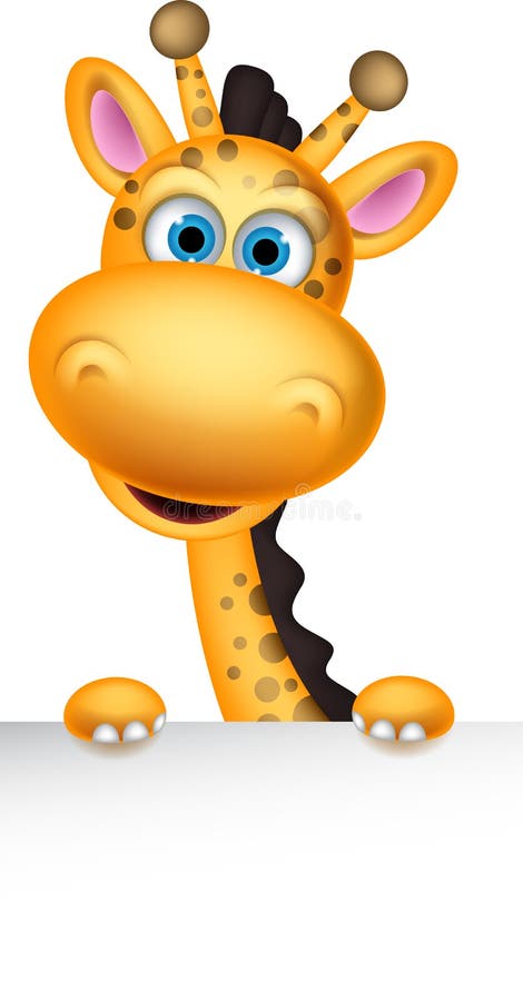 Gullig girafftecknad film med banret stock illustrationer